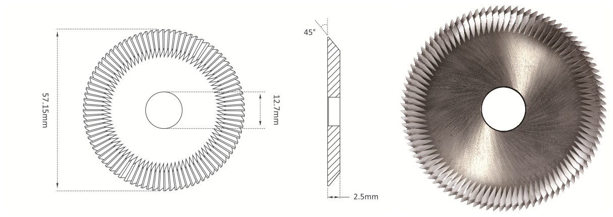 φ57.15x2.5xφ12.7x45°